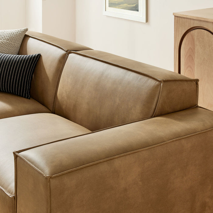 Restore 3-Piece Vegan Leather Modular Loveseat with Ottoman Toast