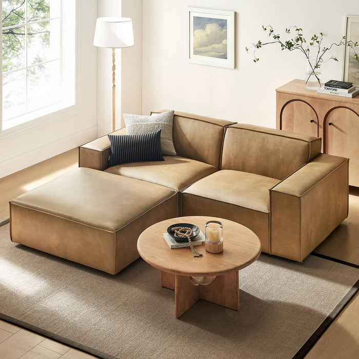 Restore 3-Piece Vegan Leather Modular Loveseat with Ottoman Toast