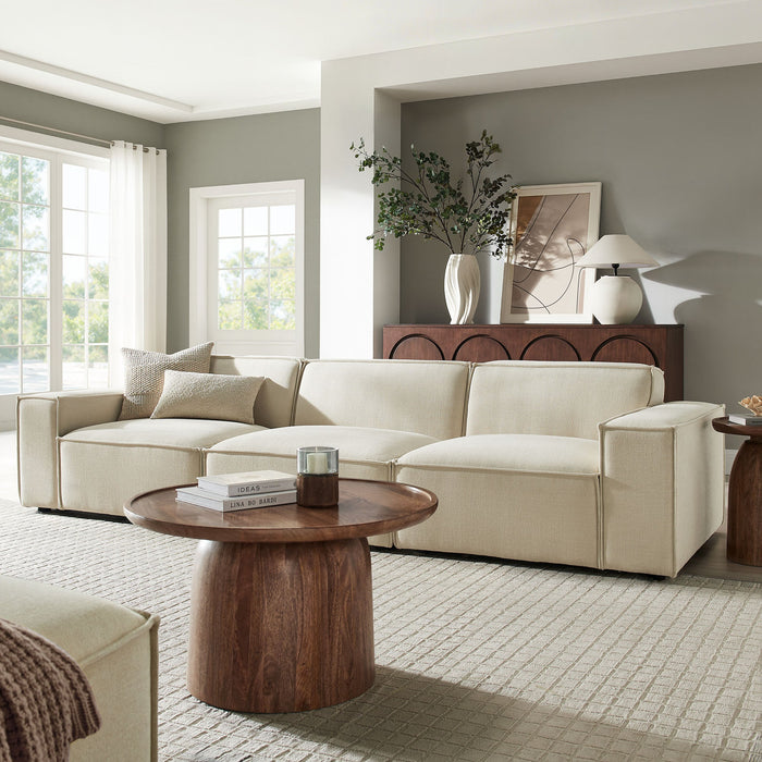 Restore 3-Piece Performance Fabric Upholstered Modular Sofa Set Ecru