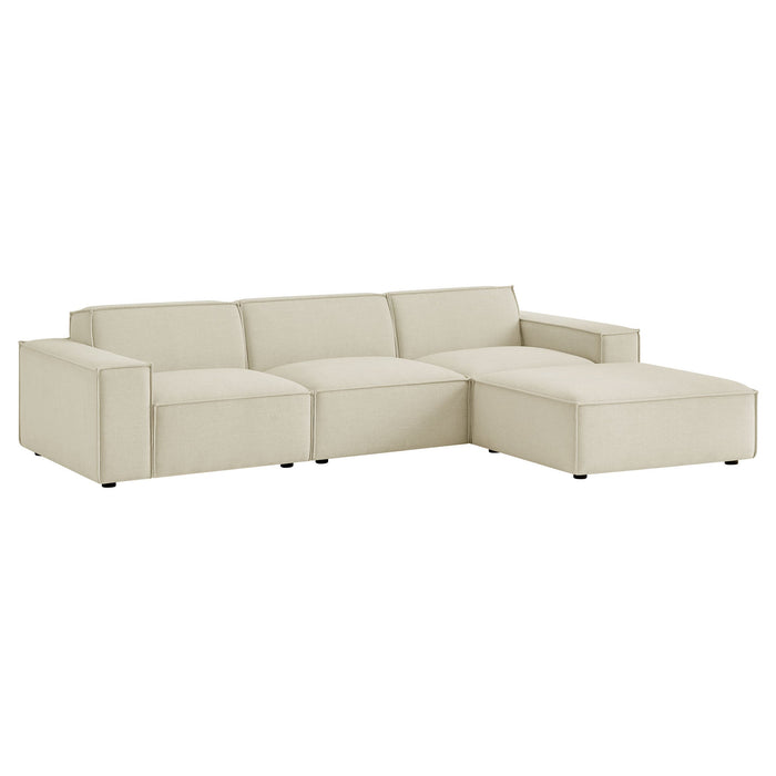 Restore 4-Piece Performance Fabric Upholstered Modular Sofa Set with Ottoman by Modway - angle view