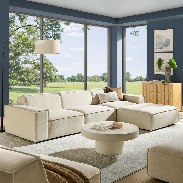 Restore 4-Piece Performance Fabric Upholstered Modular Sofa Set with Ottoman by Modway - front view