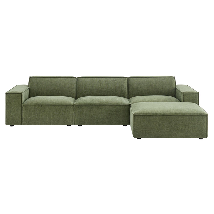 Restore 4-Piece Performance Fabric Upholstered Modular Sofa Set with Ottoman sectional sofa dimensions and measurements