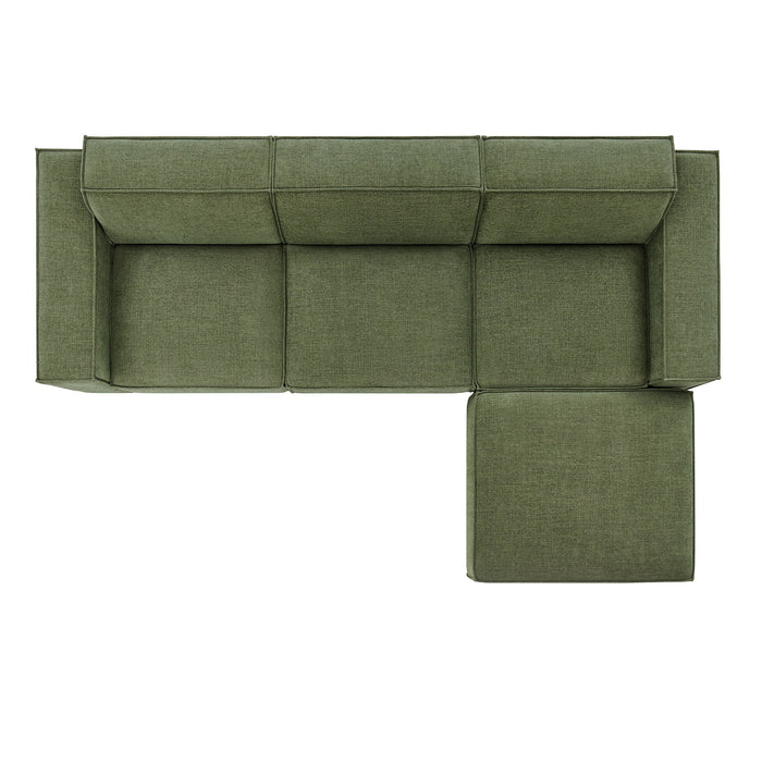 Restore 4-Piece Performance Fabric Upholstered Modular Sofa Set with Ottoman sectional sofa angle view