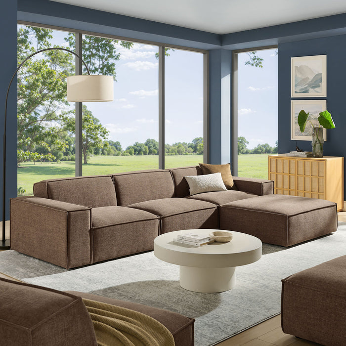 Restore 4-Piece Performance Fabric Upholstered Modular Sofa Set with Ottoman sectional sofa seating detail