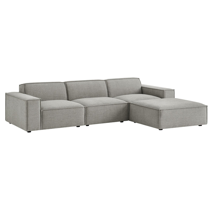 Restore 4-Piece Performance Fabric Upholstered Modular Sofa Set with Ottoman sectional sofa angle view