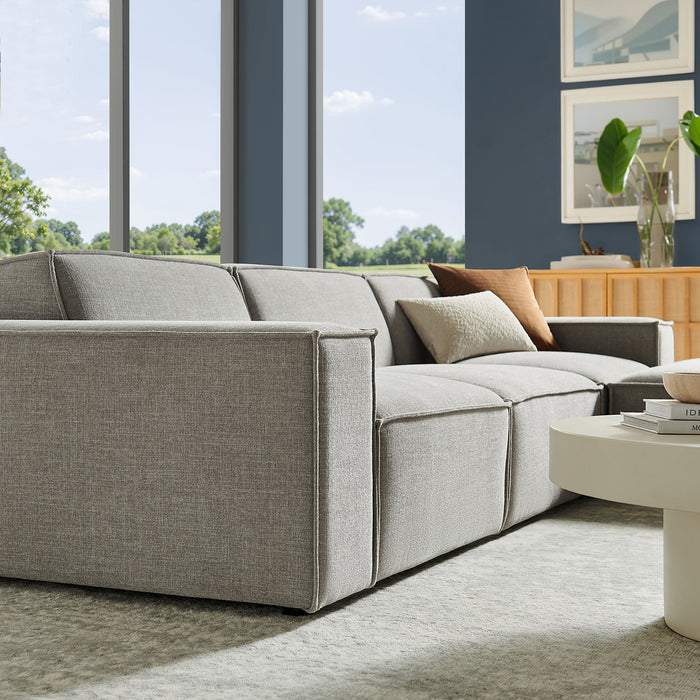 Restore 4-Piece Performance Fabric Upholstered Modular Sofa Set with Ottoman sectional sofa dimensions and measurements