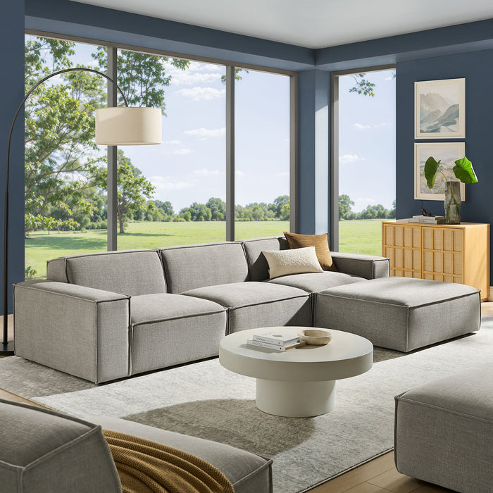 Restore 4-Piece Performance Fabric Upholstered Modular Sofa Set with Ottoman sectional sofa dimensions and measurements