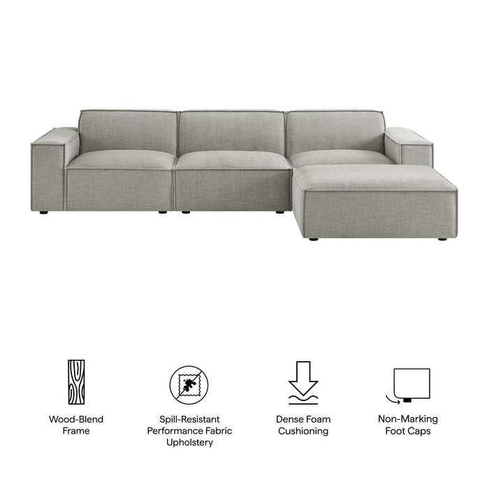 Restore 4-Piece Performance Fabric Upholstered Modular Sofa Set with Ottoman sectional sofa back view
