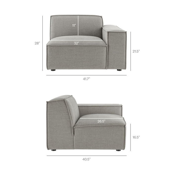 Restore 4-Piece Performance Fabric Upholstered Modular Sofa Set with Ottoman sectional sofa detail close-up