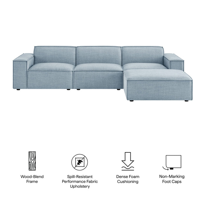 Restore 4-Piece Performance Fabric Upholstered Modular Sofa Set with Ottoman by Modway - view 16
