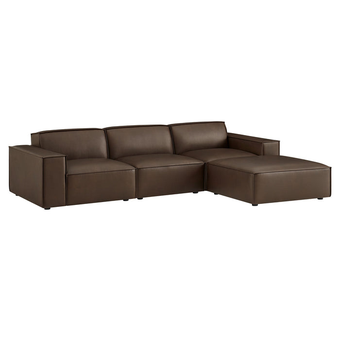 Restore 4-Piece Vegan Leather Modular Sofa Set with Ottoman by Modway - installation view