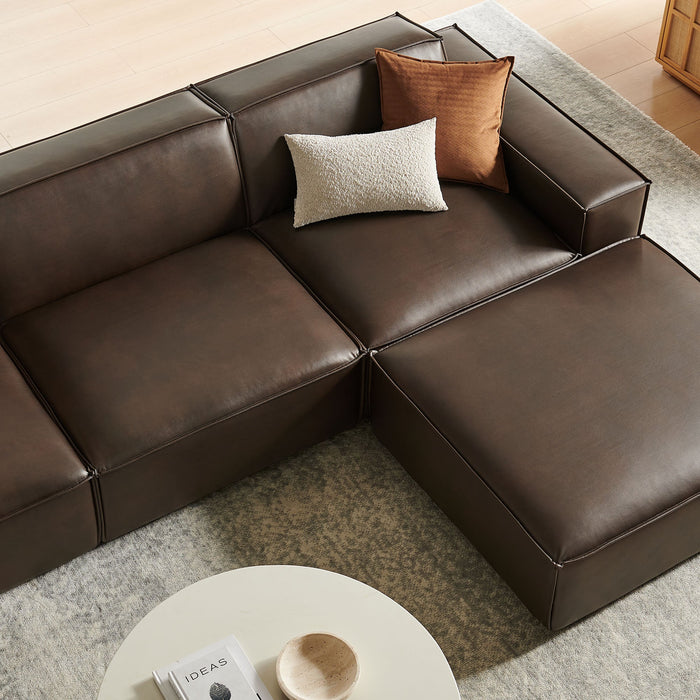 Restore 4-Piece Vegan Leather Modular Sofa Set with Ottoman by Modway - view 21