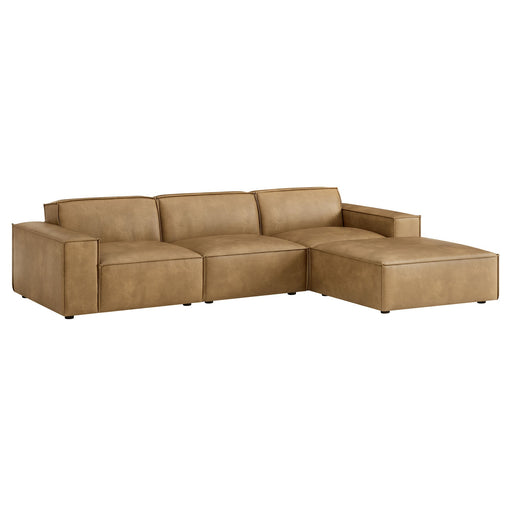 Restore 4-Piece Vegan Leather Modular Sofa Set with Ottoman by Modway - angle view