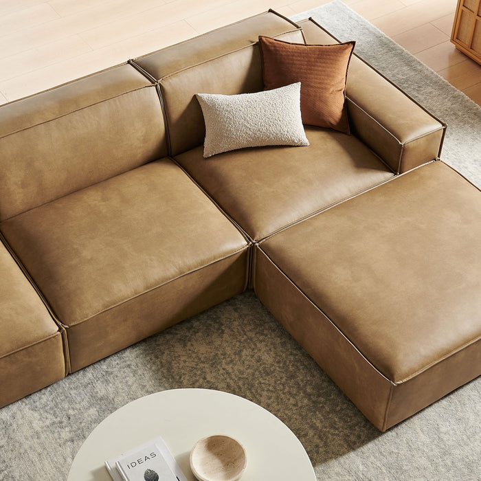 Restore 4-Piece Vegan Leather Modular Sofa Set with Ottoman by Modway - feature highlight