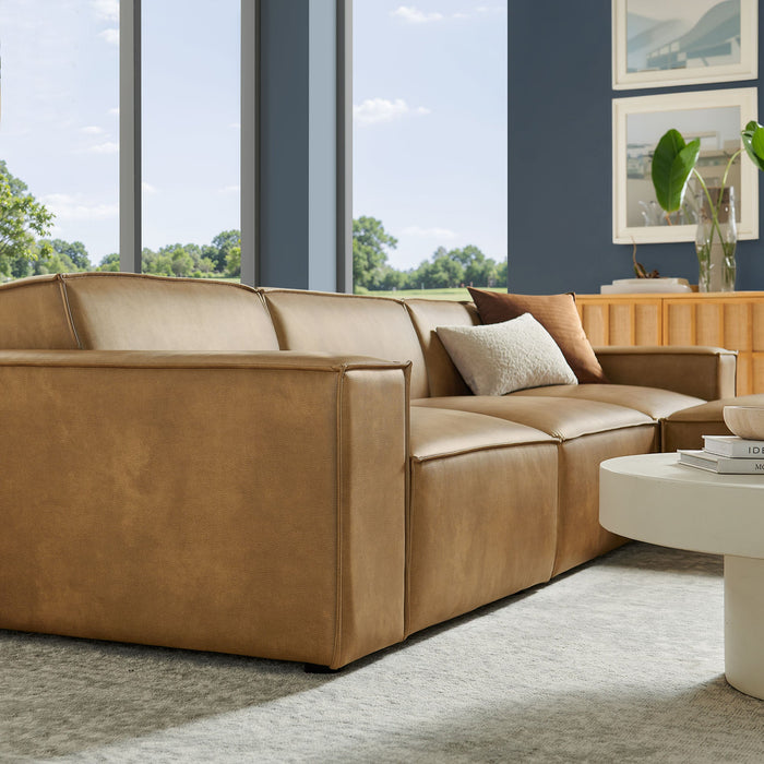 Restore 4-Piece Vegan Leather Modular Sofa Set with Ottoman by Modway - alternate view