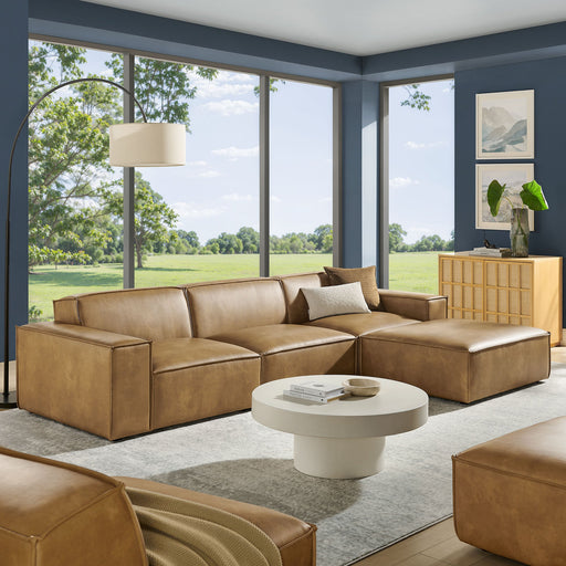 Restore 4-Piece Vegan Leather Modular Sofa Set with Ottoman by Modway - front view