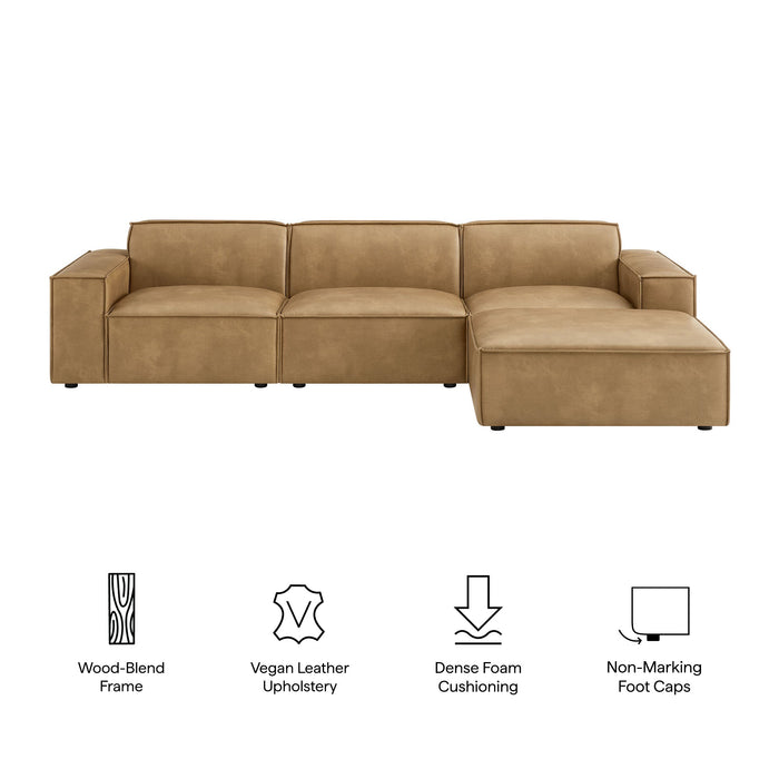 Restore 4-Piece Vegan Leather Modular Sofa Set with Ottoman by Modway - side view