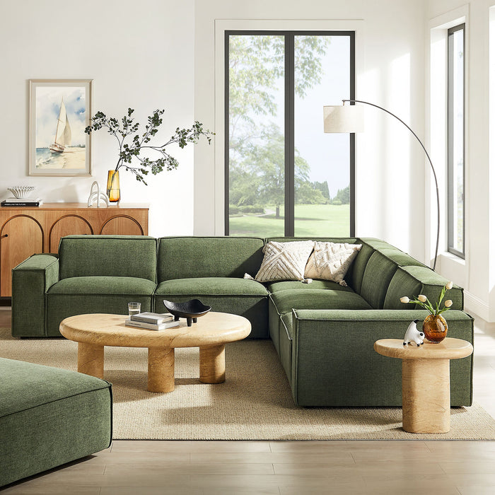 Restore 5-Piece Performance Fabric Upholstered Modular L-Shaped Sofa sectional sofa dimensions and measurements