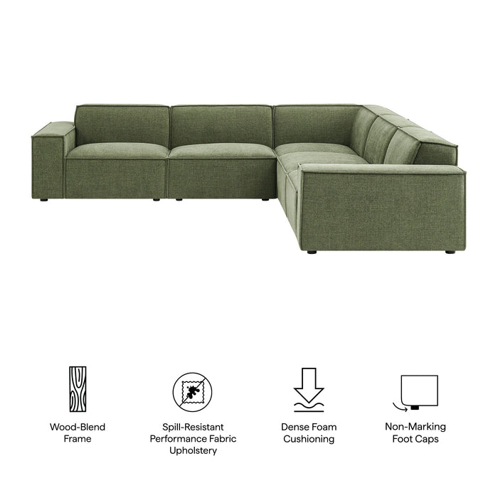 Restore 5-Piece Performance Fabric Upholstered Modular L-Shaped Sofa sectional sofa back view