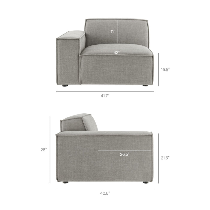 Restore 5-Piece Performance Fabric Upholstered Modular L-Shaped Sofa sectional sofa dimensions and measurements