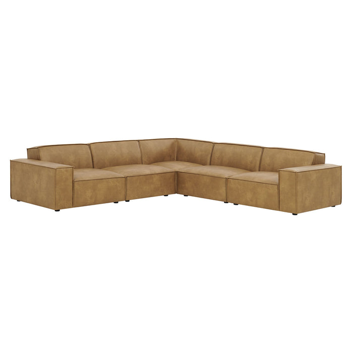 Restore 5-Piece Vegan Leather Modular L-Shaped Sofa by Modway - angle view