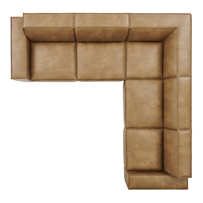 Restore 5-Piece Vegan Leather Modular L-Shaped Sofa by Modway - interior view
