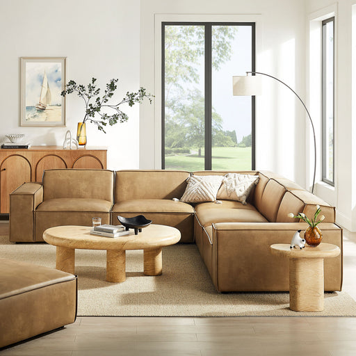 Restore 5-Piece Vegan Leather Modular L-Shaped Sofa by Modway - front view