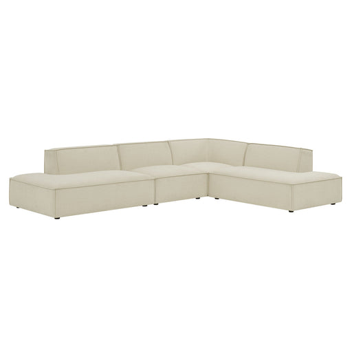 Restore 4-Piece Performance Fabric Upholstered Modular L-Shaped Armless Sectional Sofa by Modway - angle view