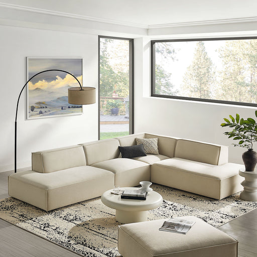 Restore 4-Piece Performance Fabric Upholstered Modular L-Shaped Armless Sectional Sofa by Modway - front view