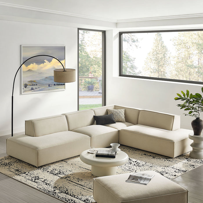Restore 4-Piece Performance Fabric Upholstered Modular L-Shaped Armless Sectional Sofa by Modway - front view
