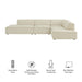 Restore 4-Piece Performance Fabric Upholstered Modular L-Shaped Armless Sectional Sofa by Modway - side view