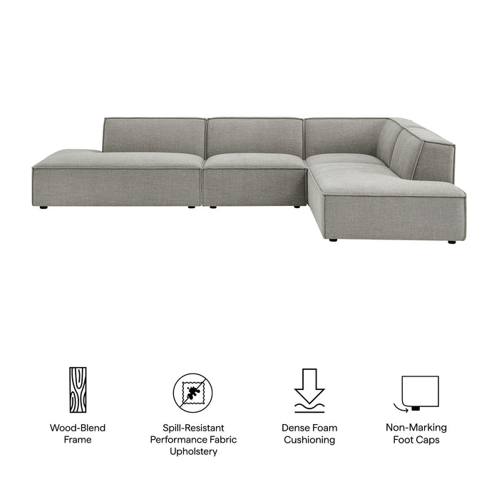 Restore 4-Piece Performance Fabric Upholstered Modular L-Shaped Armless Sectional Sofa sectional sofa back view