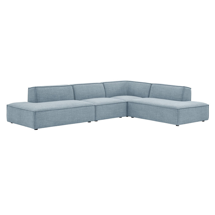Restore 4-Piece Performance Fabric Upholstered Modular L-Shaped Armless Sectional Sofa by Modway - installation view