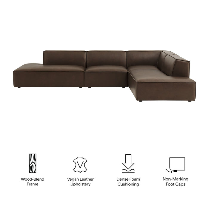 Restore 4-Piece Vegan Leather Modular L-Shaped Armless Sectional Sofa by Modway - installation view