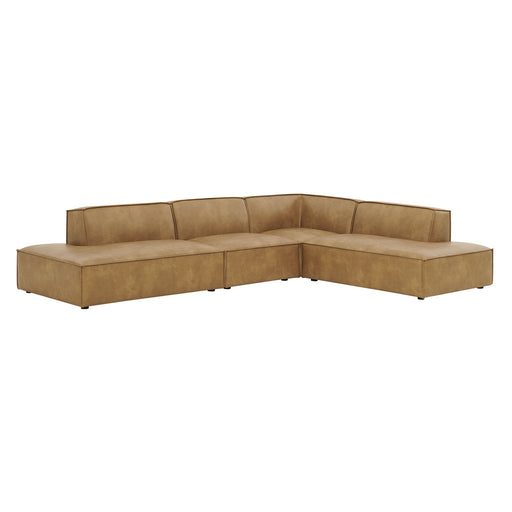 Restore 4-Piece Vegan Leather Modular L-Shaped Armless Sectional Sofa by Modway - angle view
