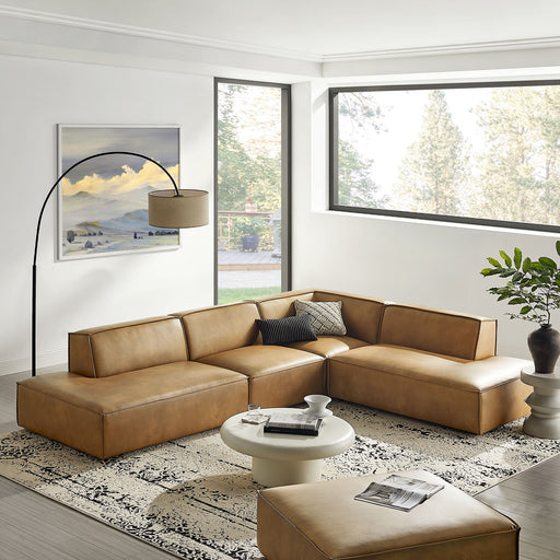 Restore 4-Piece Vegan Leather Modular L-Shaped Armless Sectional Sofa by Modway - front view
