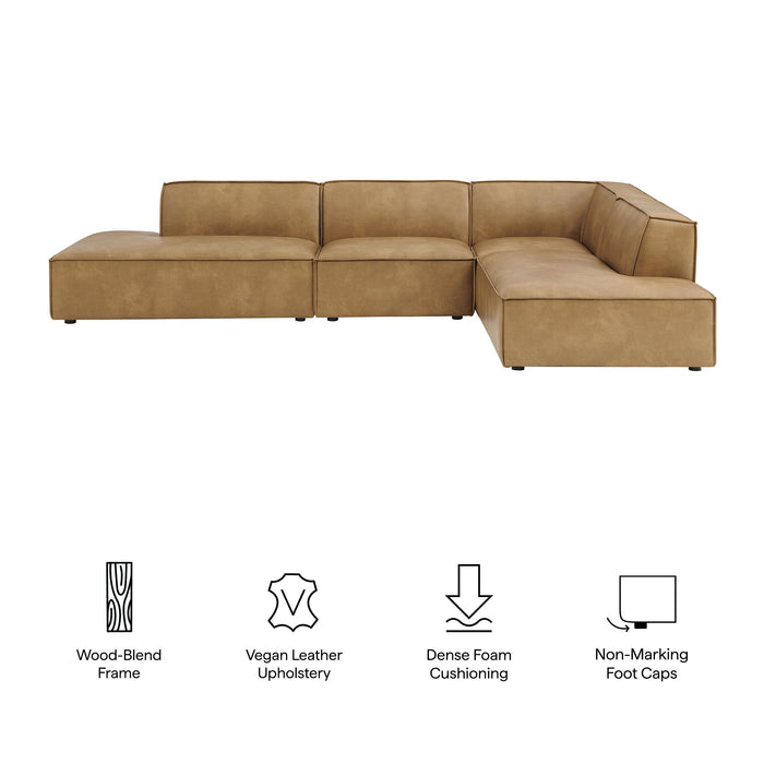 Restore 4-Piece Vegan Leather Modular L-Shaped Armless Sectional Sofa by Modway - side view