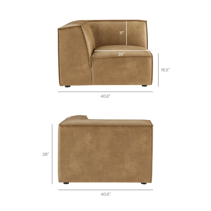 Restore 4-Piece Vegan Leather Modular L-Shaped Armless Sectional Sofa by Modway - specifications diagram