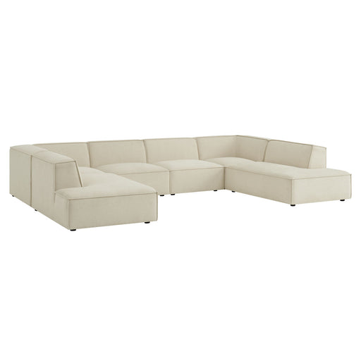 Restore 6-Piece Performance Fabric Upholstered U-Shaped Sectional Sofa by Modway - angle view