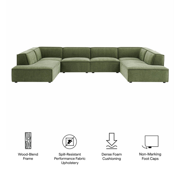 Restore 6-Piece Performance Fabric Upholstered U-Shaped Sectional Sofa sectional sofa detail close-up