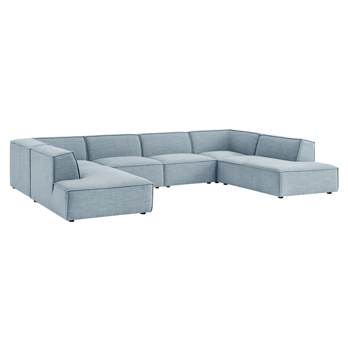 Restore 6-Piece Performance Fabric Upholstered U-Shaped Sectional Sofa by Modway - installation view