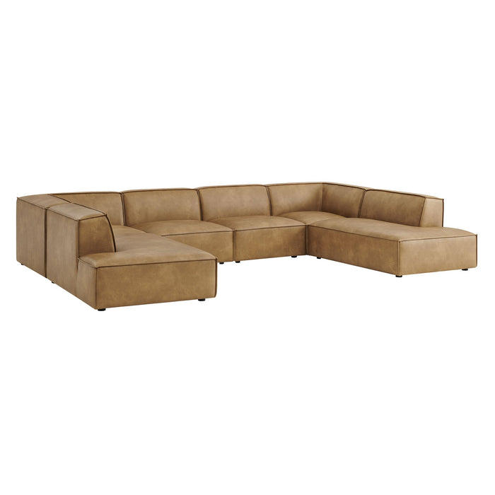 Restore 6-Piece Vegan Leather U-Shaped Armless Sectional Sofa by Modway - angle view