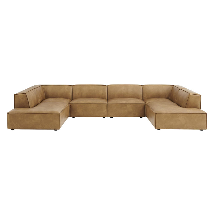 Restore 6-Piece Vegan Leather U-Shaped Armless Sectional Sofa by Modway - top view
