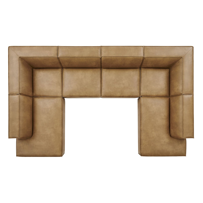 Restore 6-Piece Vegan Leather U-Shaped Armless Sectional Sofa by Modway - interior view