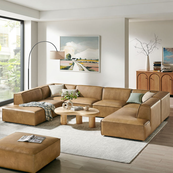 Restore 6-Piece Vegan Leather U-Shaped Armless Sectional Sofa by Modway - front view
