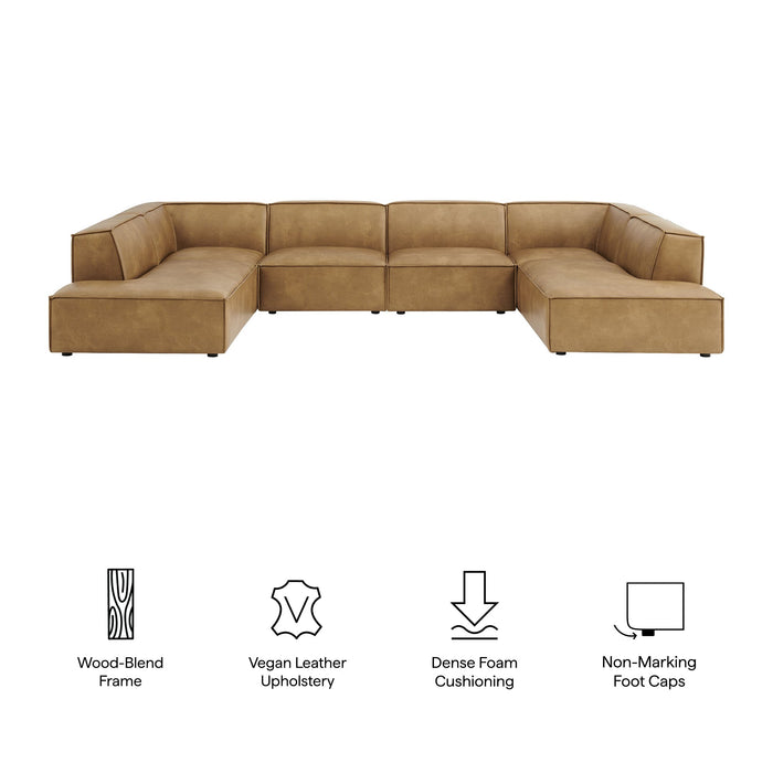 Restore 6-Piece Vegan Leather U-Shaped Armless Sectional Sofa by Modway - side view