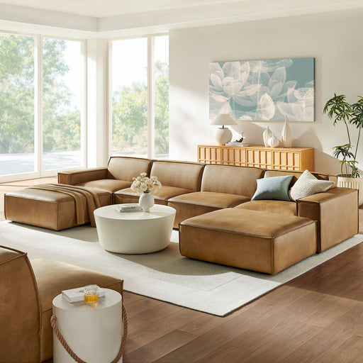 Restore 6-Piece Vegan Leather Modular Sectional Sofa by Modway - front view