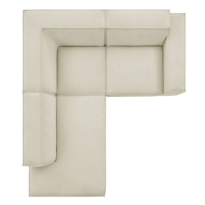 Restore 3-Piece Performance Fabric Upholstered Modular L-Shaped Sectional Sofa by Modway - interior view