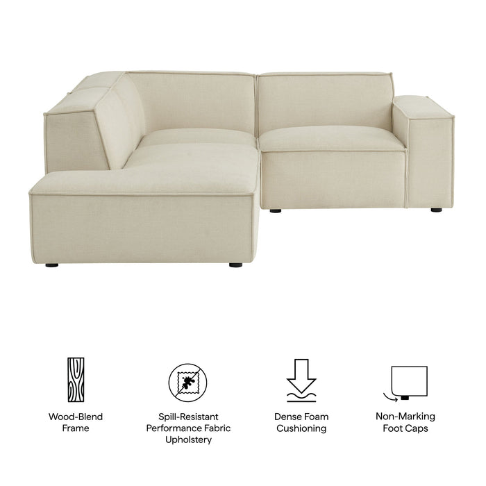 Restore 3-Piece Performance Fabric Upholstered Modular L-Shaped Sectional Sofa by Modway - side view