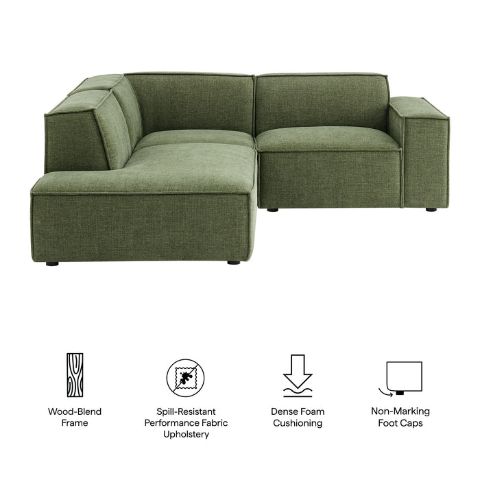 Restore 3-Piece Performance Fabric Upholstered Modular L-Shaped Sectional Sofa sectional sofa back view